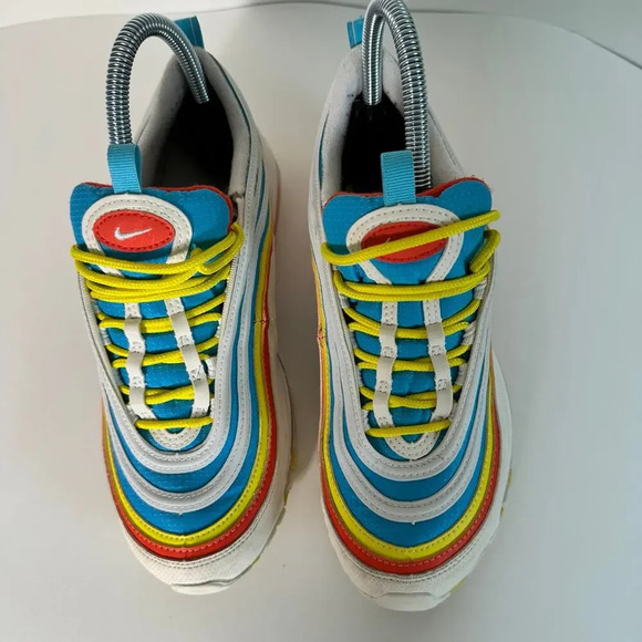 Nike Air Max 97 Summer Pack, White Blue Yellow, Size 5.5 Y - Picture 2 of 9